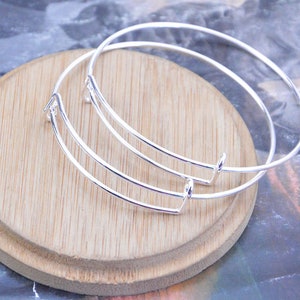 20pcs Adjustable Silver Bangle Bracelets, blanks expandable bangle bracelets, jewelry charm bracelet metal wire bracelets 60mm