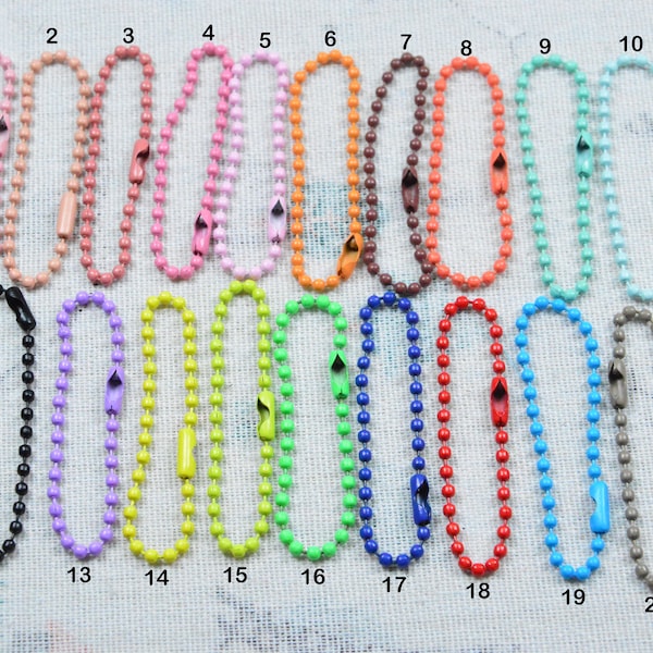 4.5'' long ball chain connector, Assorted color Metal Ball chain keychain link, Label hang tag ball chain, choose your color