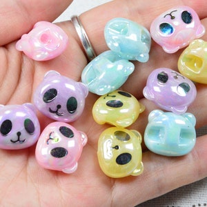 10 piezas/20 piezas cuentas de plástico acrílico iridiscente de colores surtidos cuentas de botón de panda para corbatas de pelo 18x16mm