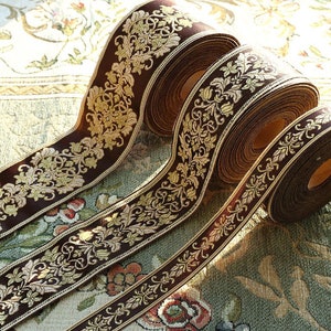 30mm/60mm/80mm width Ethnic Floral Embroidered Jacquard ribbon trim for sewing crafts 10ft/16ft/33ft