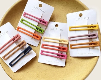 3pcs/card colorful square metal hair clips, Alligator hair clips, Jewelry clips Barrettes 6cm randomly picked