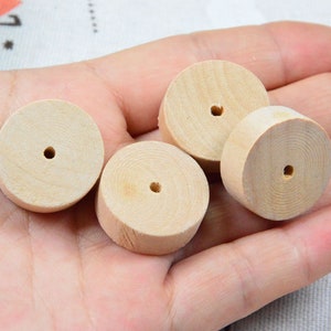 20 pcs wooden beads, unfinished flat round wood beads, wood discs 24mm