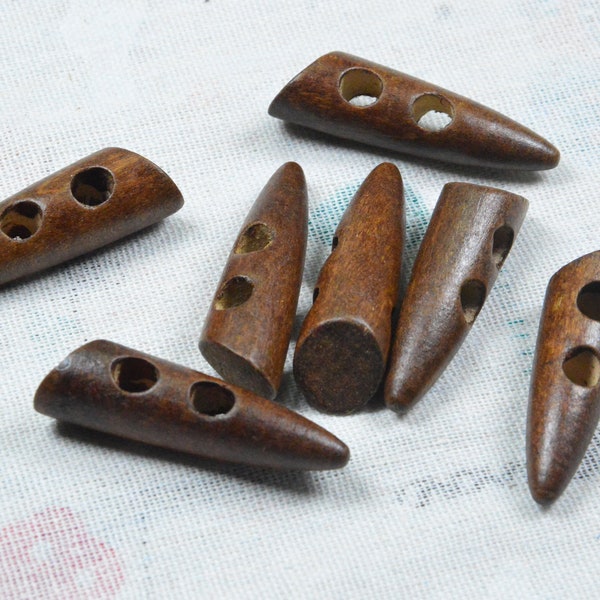 Bouton à bascule en corne de bois marron de 45mm, 20 boutons de manteau à bascule en bois, artisanat de couture 45mm