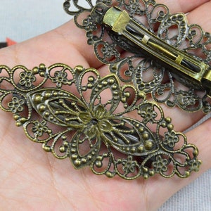 2PCS/5PCS Antique bronze filigree flower metal hair clips, French barrette clips
