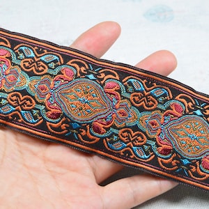 50mm Width Gometric Floral embroidery Jacquard ribbon trim sewing border