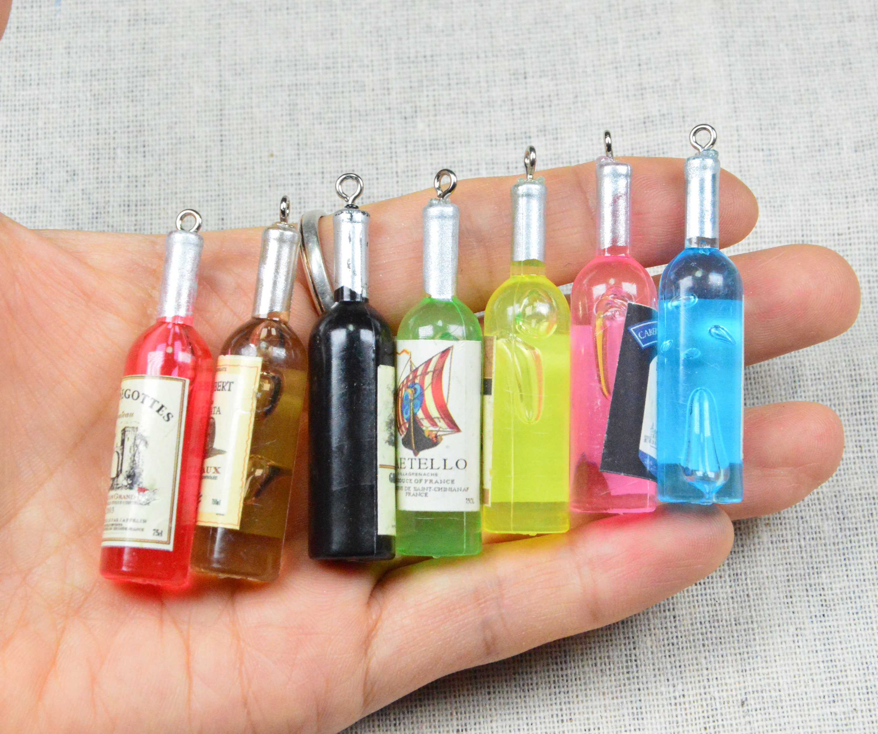8 Mini Glitter Glass Bottles, Small Fairy Dust Jars, Resin Craft Supplies,  Jewellery Making 