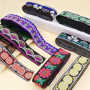 3.3cm wide Assorted pattern Jacquard trim, Floral Jacquard ribbon Ethnic border Embroidered ribbon woven trim sewing crafts