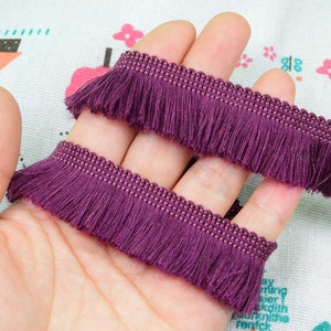 10ft Amethyst cotton fringe trim, 1&#39;&#39; wide cotton brush fringe ribbon tape broder sewing trim