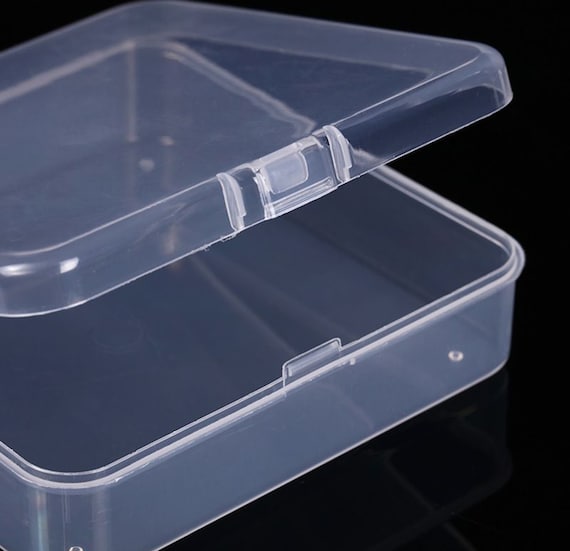 24 Pcs Mixed Sizes Small Plastic Box Rectangular Mini Clear Plastic Storage Containers Plastic Beads Storage Containers Empty Case Organizer with Hing