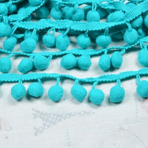 3/10/20 yds 1.5cm Pom Pom ball trim, Tonado blue PomPom ball fringe ribbon sewing trim, Pom Pom ball tape decoration