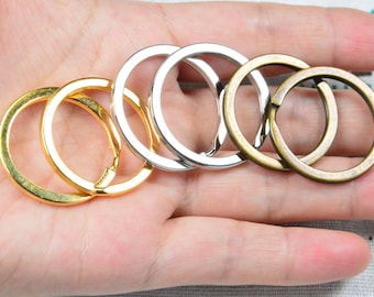 20pcs Metal split ring key rings, Gold/Silver/Antique bronze round circle keychain ring connector, double loop keyring 30mm