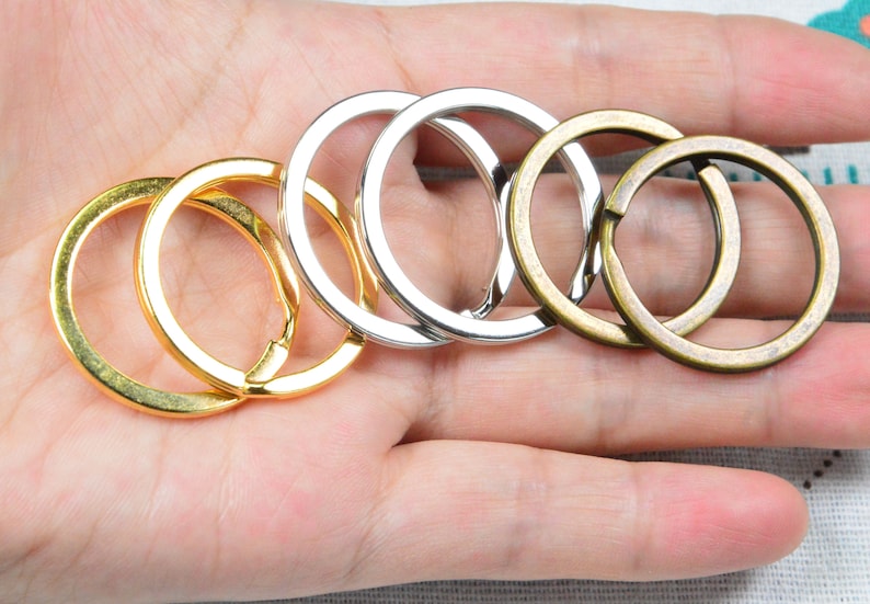 20pcs Metal split ring key rings, Gold/Silver/Antique bronze round circle keychain ring connector, double loop keyring 30mm image 1