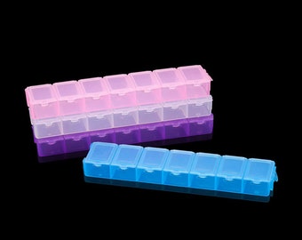 7 grilles Boîte en plastique transparent, boîte hebdomadaire, boîtes de rangement de perles de bijoux, boîte rectangulaire en plastique, boîte artisanale de 13,2 cm, au choix