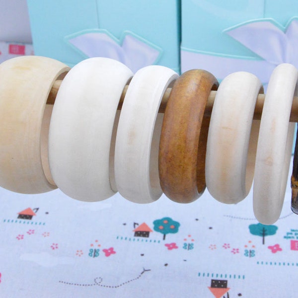 5 pcs unfinished wooden bangle bracelet, Wide Narrow wooden bracelets, Assorted DIY bangles