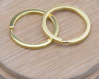 50pcs gold metal Key rings, Split circle rings, gold Split key ring, keychain ring, connector ring, keychain connector 30mm
