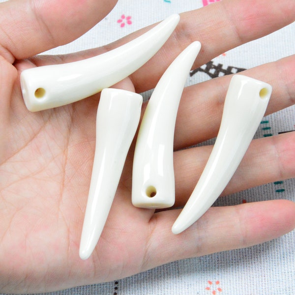 20pcs ivory resin animal teeth charm, sharp plastic teeth, plastic fang wolf tusk 14x57mm