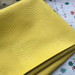 Crocodile Embossed yellow Genuine leather, cowhide