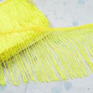 6 inches wide yellow fringe trim, polyester Chainette fringe sewing trim, DIY fringe hangings for costume decoration