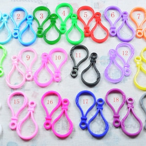 10/20/50/100 BULK Assorted color Plastic lobster clasps, handbag purse strap claw key chain hook clasps 25x47mm