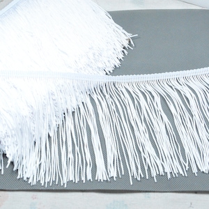 High Quality 15cm Wide fringe trim, White brush fringe border chainette hangings for sewing trim