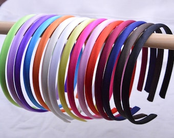 10mm satin headbands, blanks headbands, hair hoop, hair bands, Satin wrapped plastic headband, choose your color