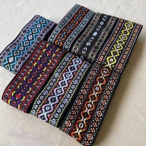 5cm Width Geometric flower Jacquard ribbon trim Geometric stripe Woven ribbon for sewing crafts Embroidered ribbon Jacquard trim in yards