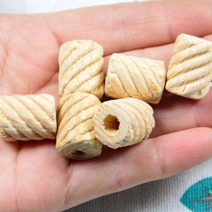 20pcs unfinished spiral wooden tubes, column shape wooden beads 15x20mm
