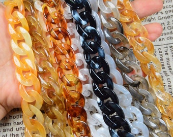 marbled plastic chain, flat twist open link chain acrylic chain, glasses chain, sunglass chain, necklace chain links