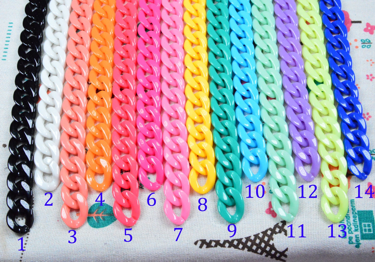 50 Pcs Assorted Color Plastic Chain Links Open Twist Chain Etsy