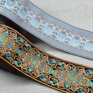 2.35&#39;&#39; wide Floral Jacquard ribbon trim, Ethnic Embroidered woven border Jacquard trim sewing craft ribbon