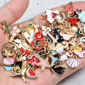 10pcs Enamel Cute Charms Pendant for Jewelry Making Supplies Moon Star  Heart Alloy Metal Drop Oil Findings for Necklace Bracelet