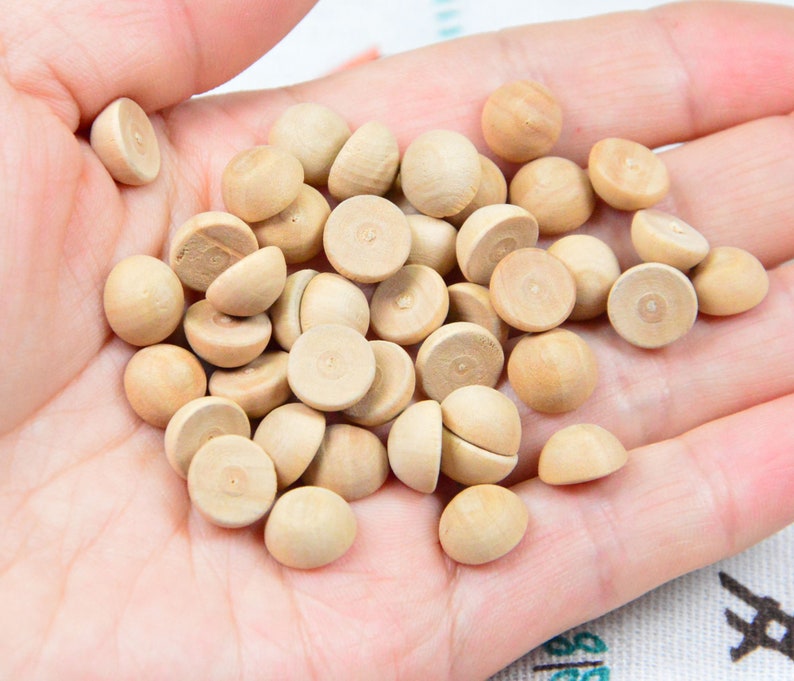 20 pcs wooden beads unfinished half wood beads mini half Etsy