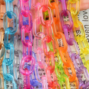assorted color transparent oval link plastic chain, open link acrylic chain, glasses chain, eyeglass chain, bag chain, designer chain