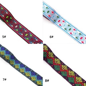 3.3cm Width Geometric Jacquard Ribbon, Ethnic Floral Embroidered Fabric ...