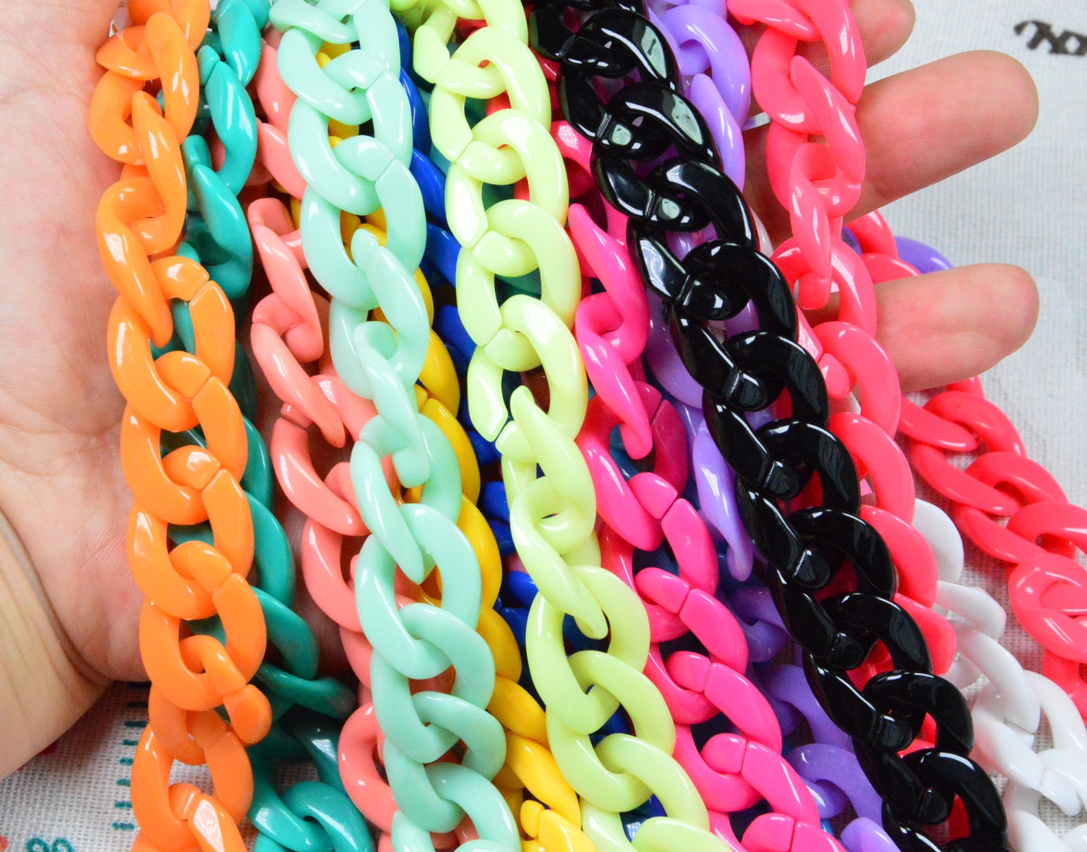 50 Pcs Assorted Color Plastic Chain Links Open Twist Chain Etsy