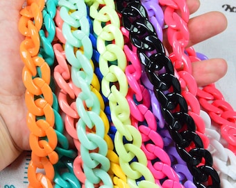 50 pcs Assorted color plastic chain links, Open Twist chain Jewelry creative crafts 16x22mm