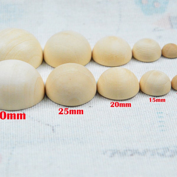 10mm/15mm/20mm/25mm/30mm Unfinished half wood balls, Wood half split balls, Dome Ball, half round wood beads