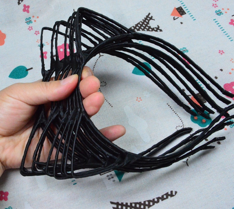 10 Pcs Cat Ears Headbands Black Satin Wrapped Metal Cat Ears Etsy
