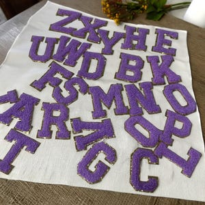 Parche de letras de chenilla, parche de letras de chenilla termoadhesivo, parche de letras, parche de letras con nombre DIY, parche de letras adhesivo