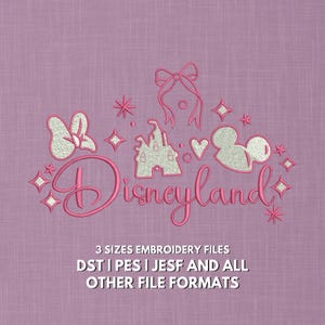 Disneyland Embroidery Design | Castle Mickey Mouse Bow Butterfly Sparkle Stitch | Cute Disney Machine Embroidery File