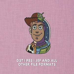 Woody and Buzz Split Face Embroidery Design | Toy Story Inspired Stitch File | Alien Add-On | Machine Embroidery File