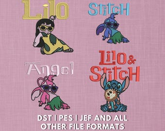 Lilo & Stitch Embroidery Design Pack | Cute Cartoon Trendy Embroidery Design | Angel, Stitch, Lilo Characters Design