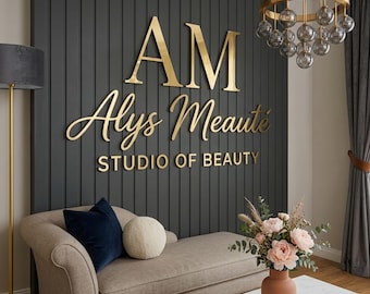 Custom 3D Acrylic Salon Sign | Personalized Beauty Studio Logo Wall Letters in Mirror, Matte or Brushed Finish – Easy Install