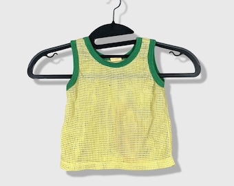 Toddle Time JCPenney Mesh Tank Top Kids 3T Yellow Green Vintage Sporty