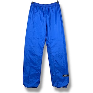 Vintage 80s Adidas Track Pants Blue Nylon Made USA Elastic Waistband Mens Size M