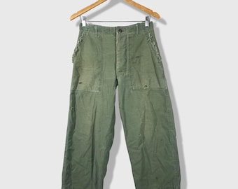 Military OG-107 Fatigue Pants Men 28 Green Vintage Distressed Utility Baker