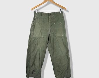 Vintage Military OG-107 Fatigue Pants Mens 28x22 Green Distressed Baker OG107