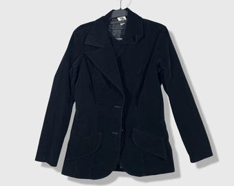 LATCH ON Veste blazer pour femme en velours noir moyen style gothique victorien vintage