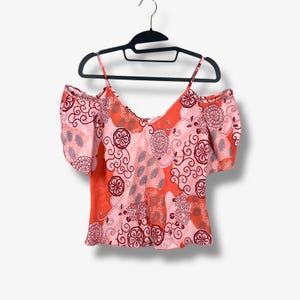 Vintage Y2K Windsor Floral Cold Shoulder Cami Top Womens S Boho Festival