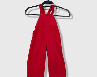 Unbranded Corduroy Overalls Kids 18-24M Red Vintage Retro Casual 80s